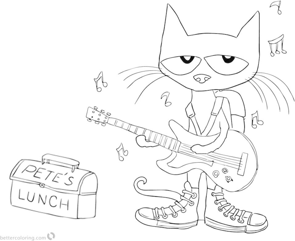 Pete The Cat Playing Guitar PNG Image