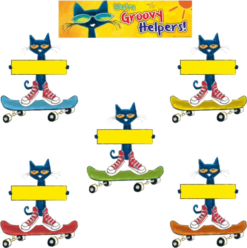 Pete The Cat Skateboarding Helpers PNG Image