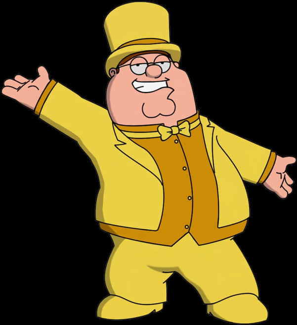 Peter Griffin Yellow Suit Top Hat PNG Image