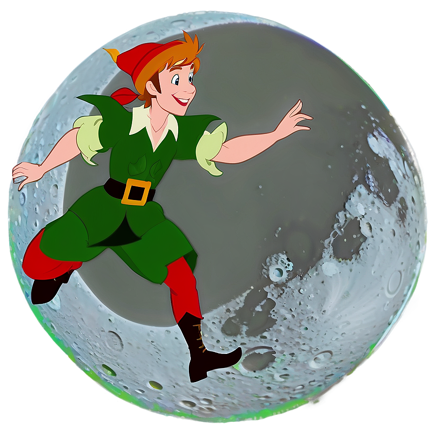 Peter Pan Flying Over Moon Png Ytq PNG Image