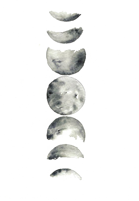 Phasesof Moon Watercolor PNG Image