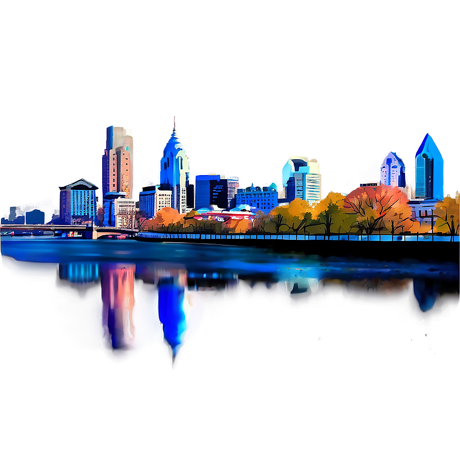 Philadelphia Skyline From River View Png Bbf PNG Image