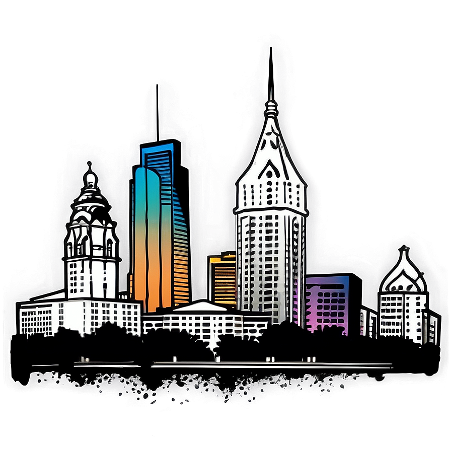 Philadelphia Skyline In Comic Style Png 06252024 PNG Image