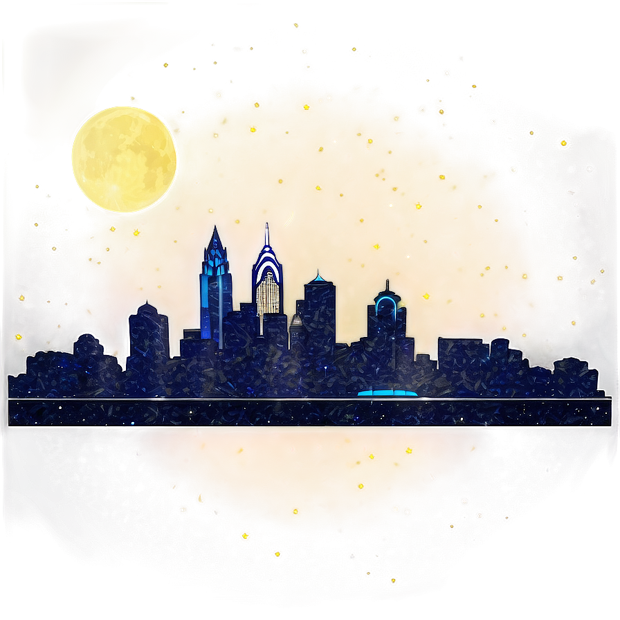 Philadelphia Skyline With Starry Night Png Faq30 PNG Image