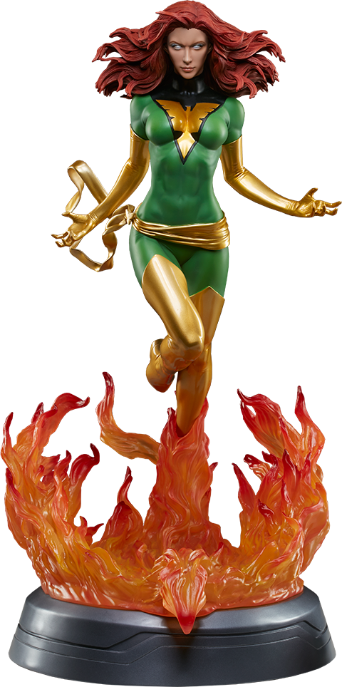 Phoenix Statue Rising From Flames PNG Image