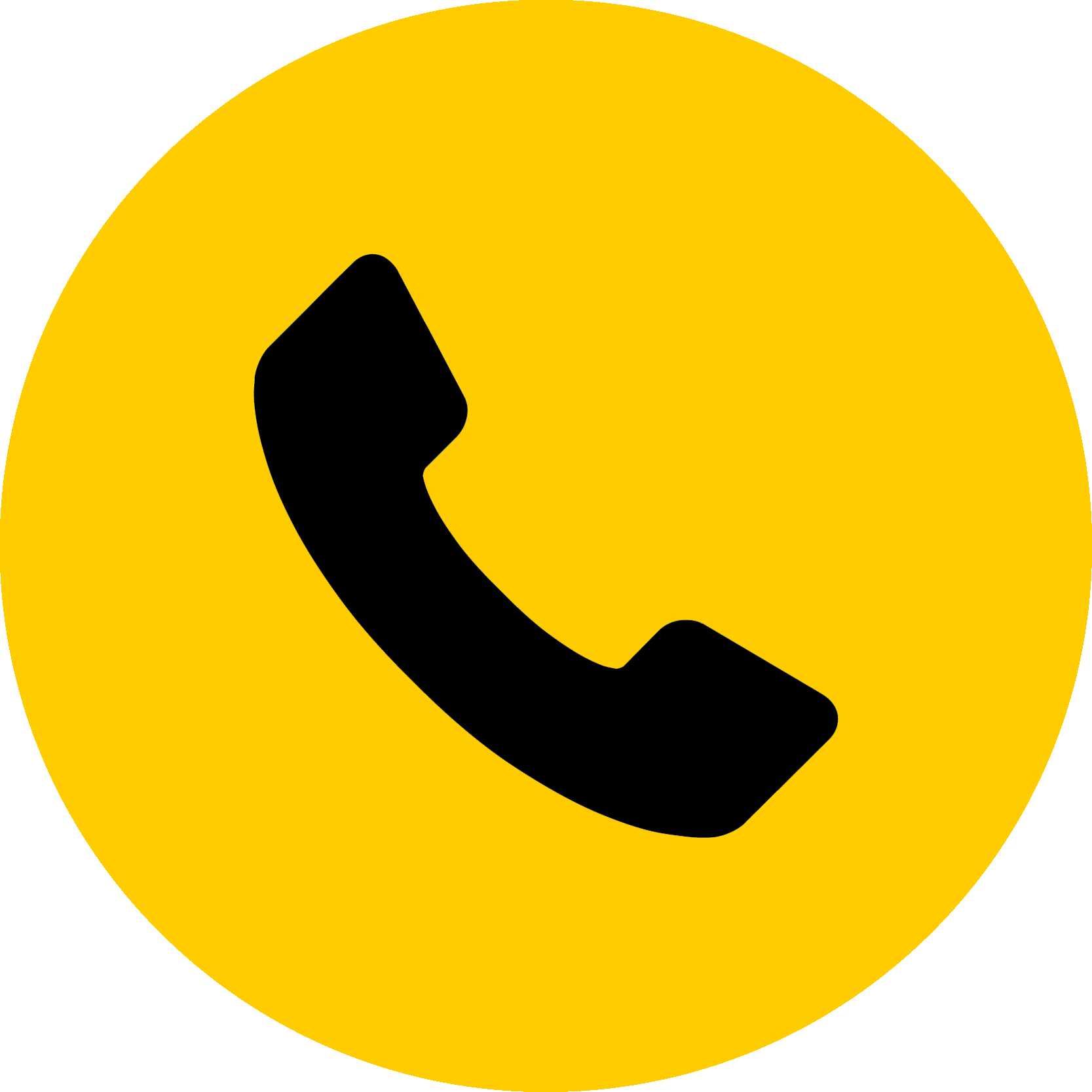 Phone Icon Yellow Circle Background PNG Image