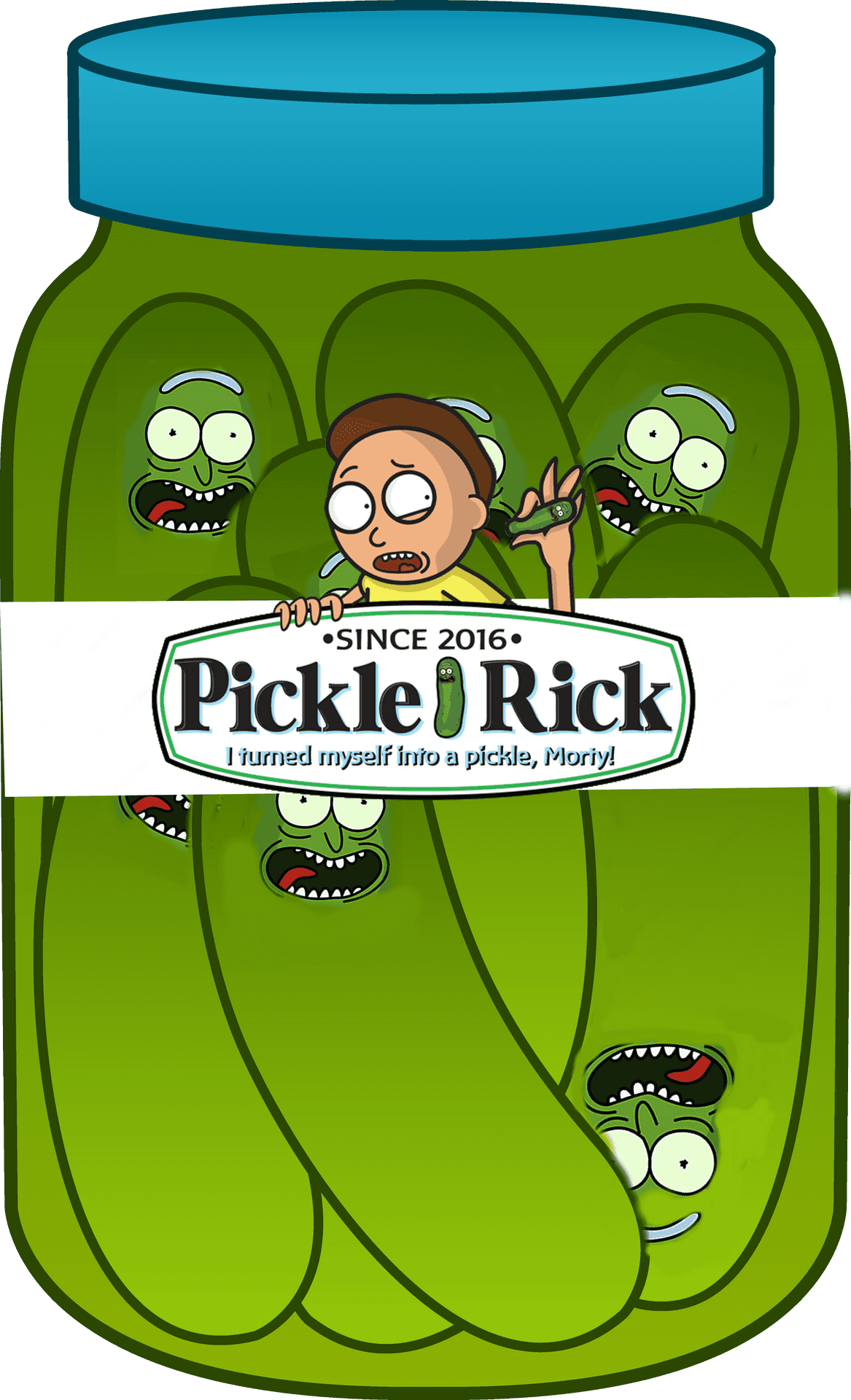 Pickle Rick In Jar Graphic PNG Image