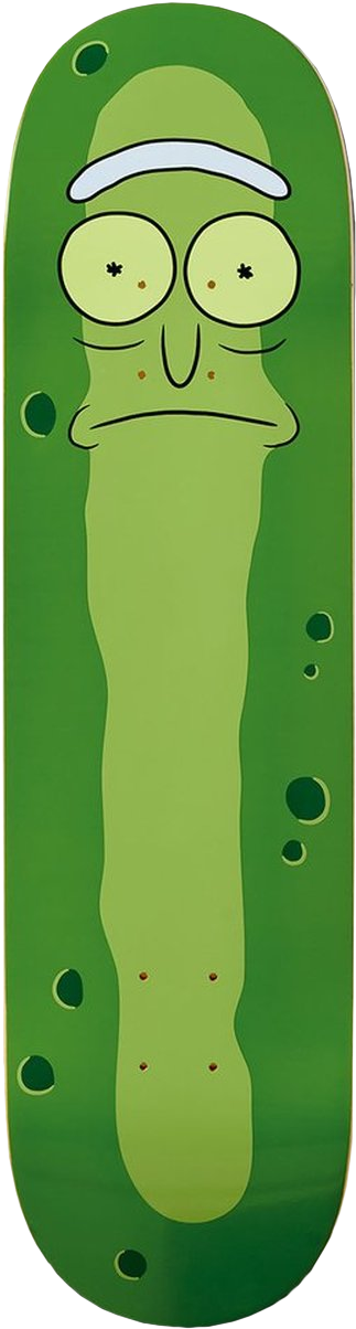 Pickle Rick Skateboard Deck PNG Image