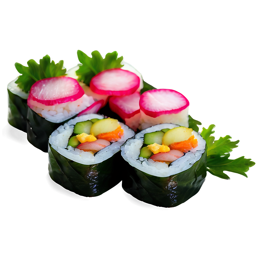 Pickled Radish Sushi Roll Png 06282024 PNG Image