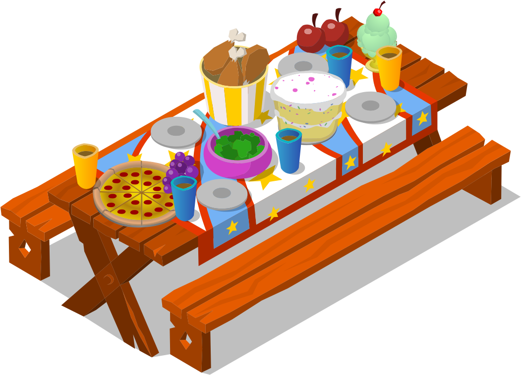 Picnic Table Clipartwith Food PNG Image