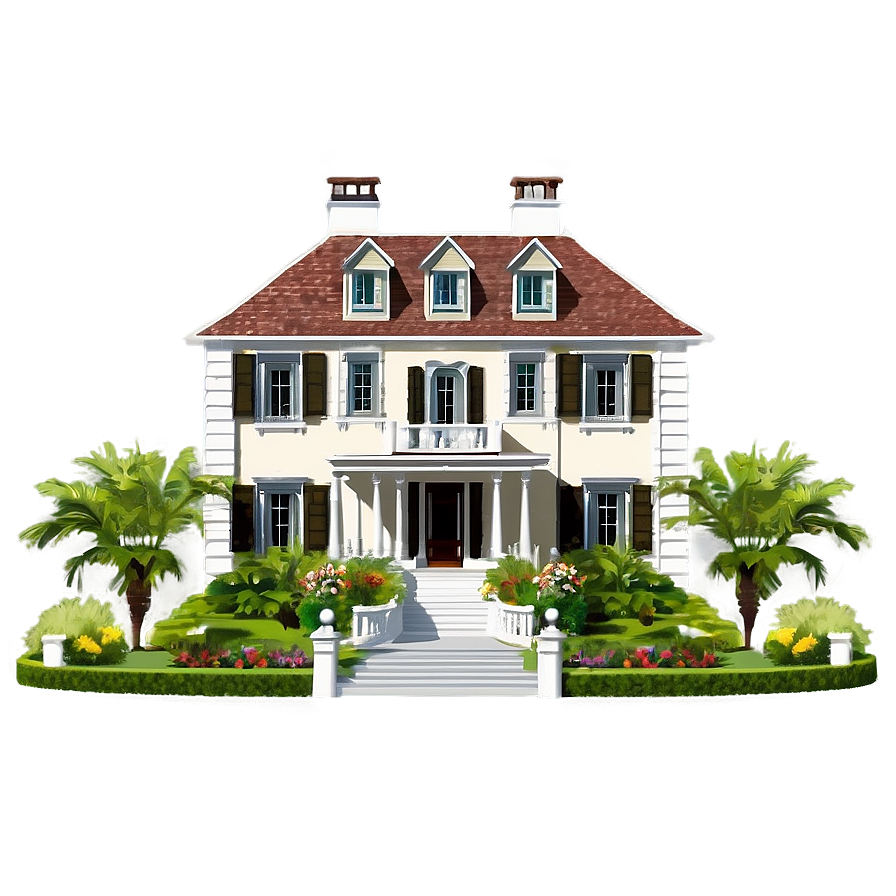 Picturesque Mansion Landscape Png Dig PNG Image