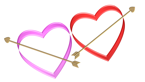 Pierced Hearts Love Arrows PNG Image