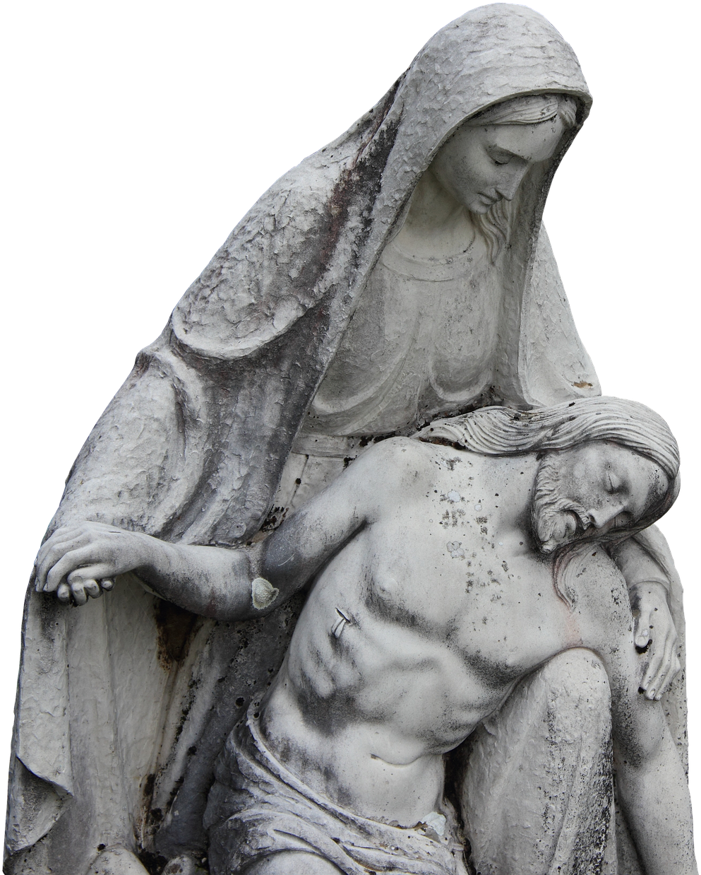 Pieta Statue Monochrome PNG Image