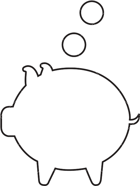 Piggy Bank Outline PNG Image