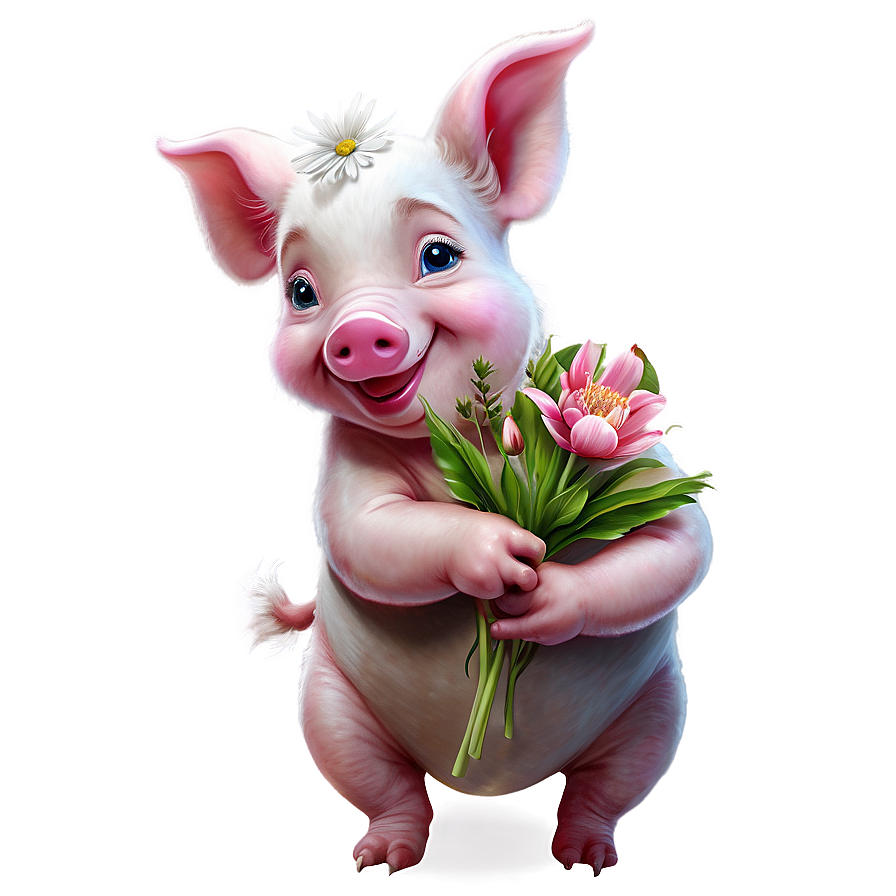 Piglet With Flowers Png 50 PNG Image