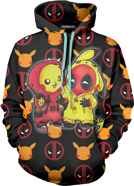 Pikachu Deadpool Crossover Hoodie PNG Image