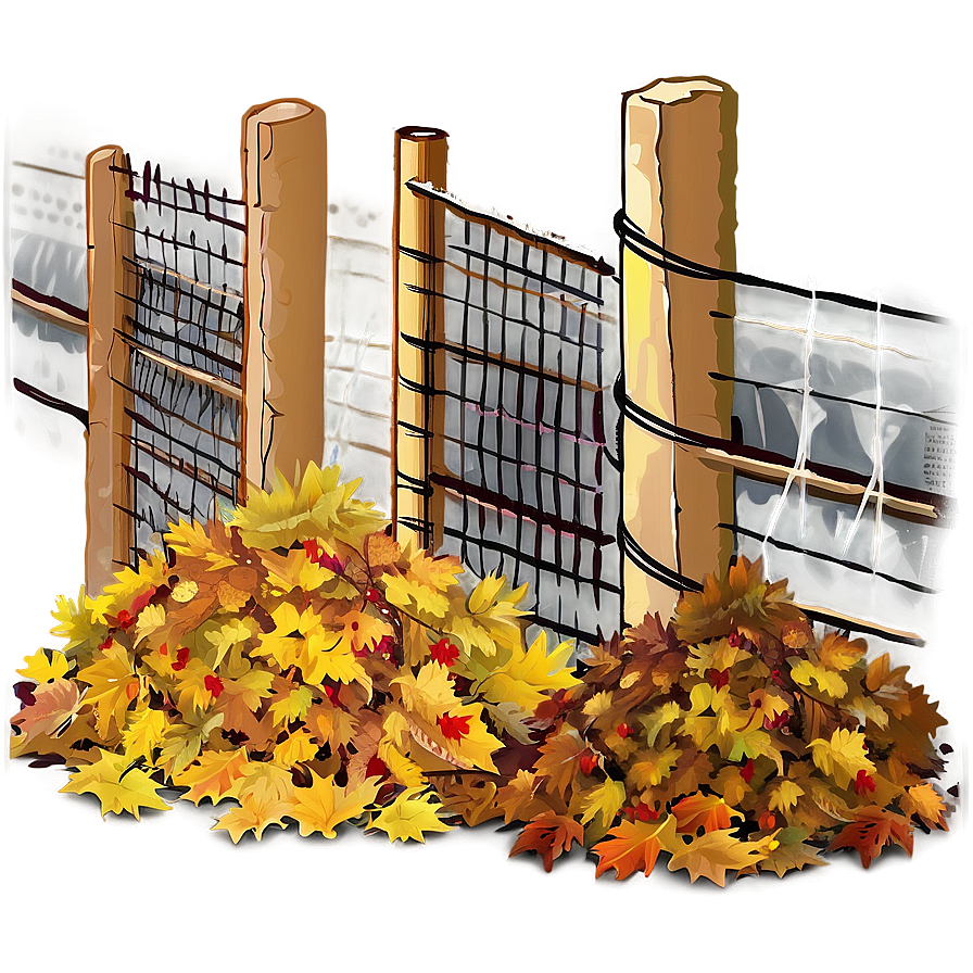 Pile Of Leaves By Fence Png Qtb PNG Image