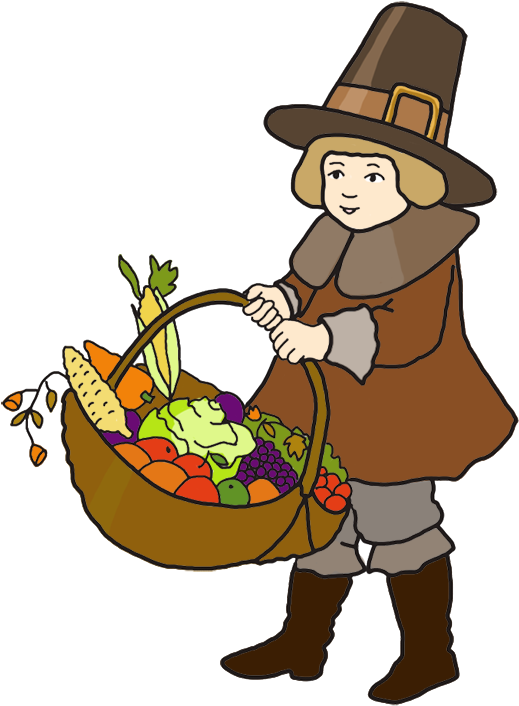 Pilgrimwith Harvest Basket PNG Image