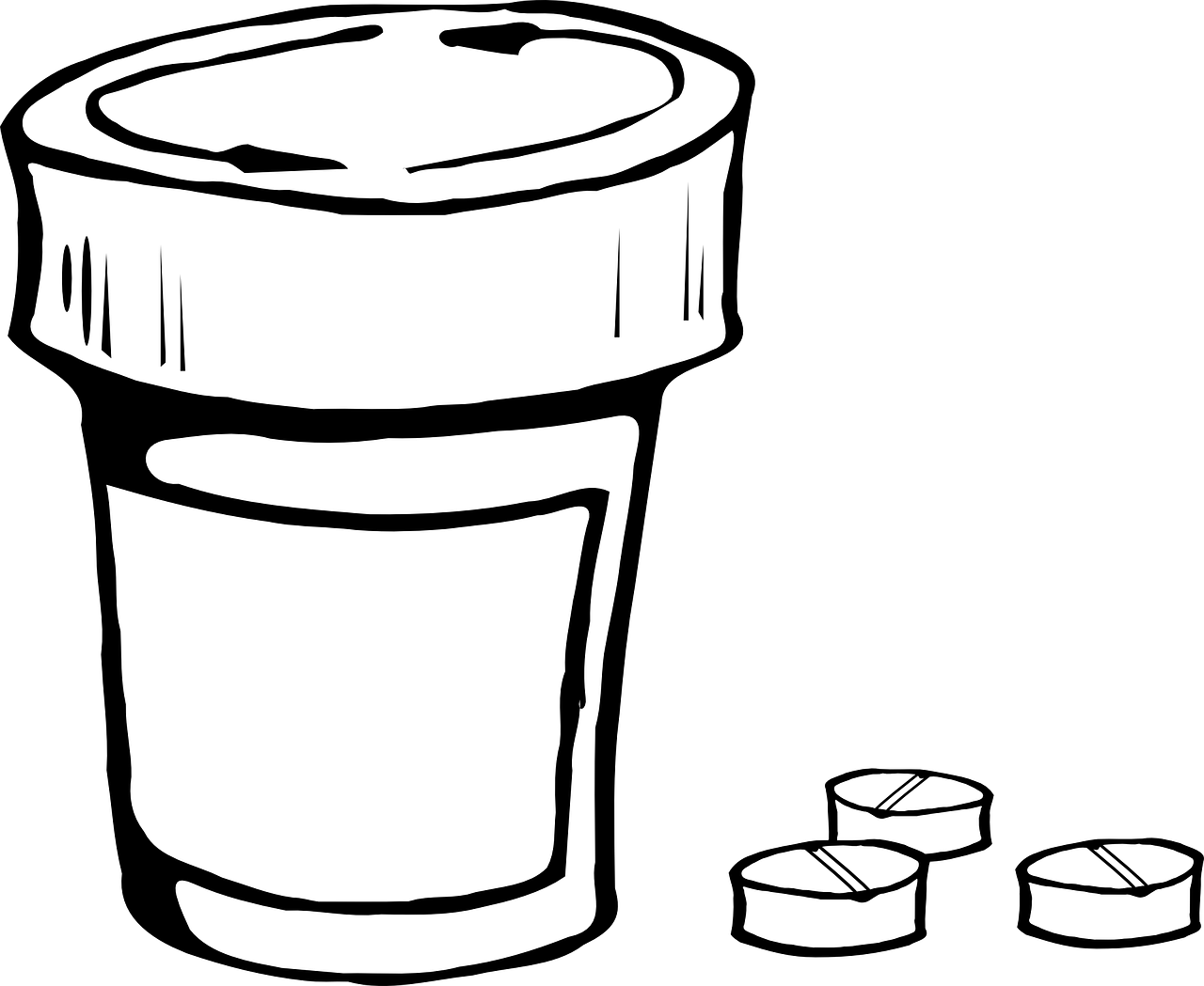 Pill_ Bottle_and_ Tablets_ Vector PNG Image