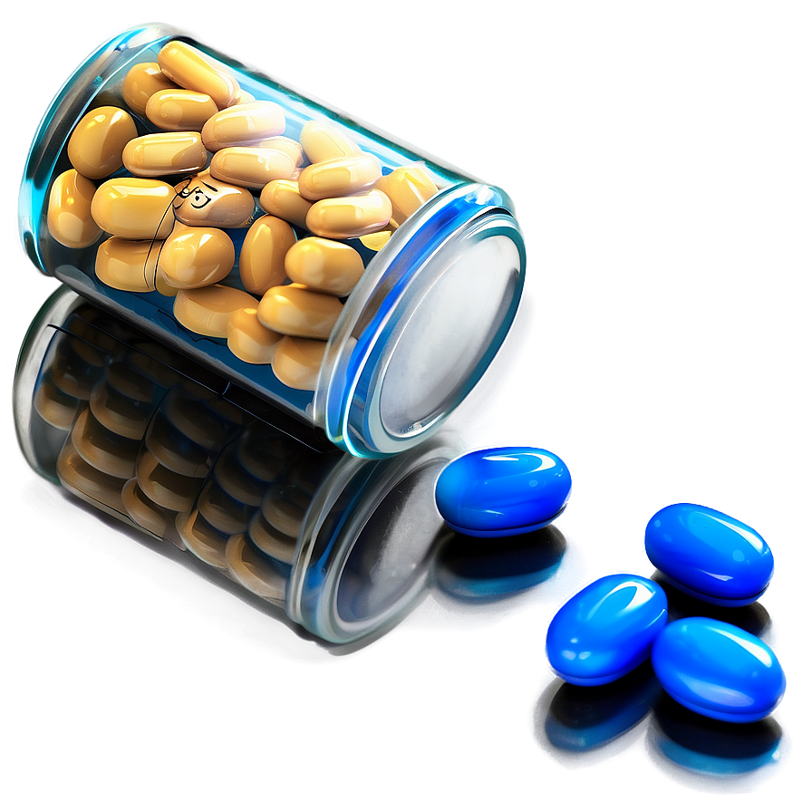 Pill Bottle With Blue Pills Png 05252024 PNG Image