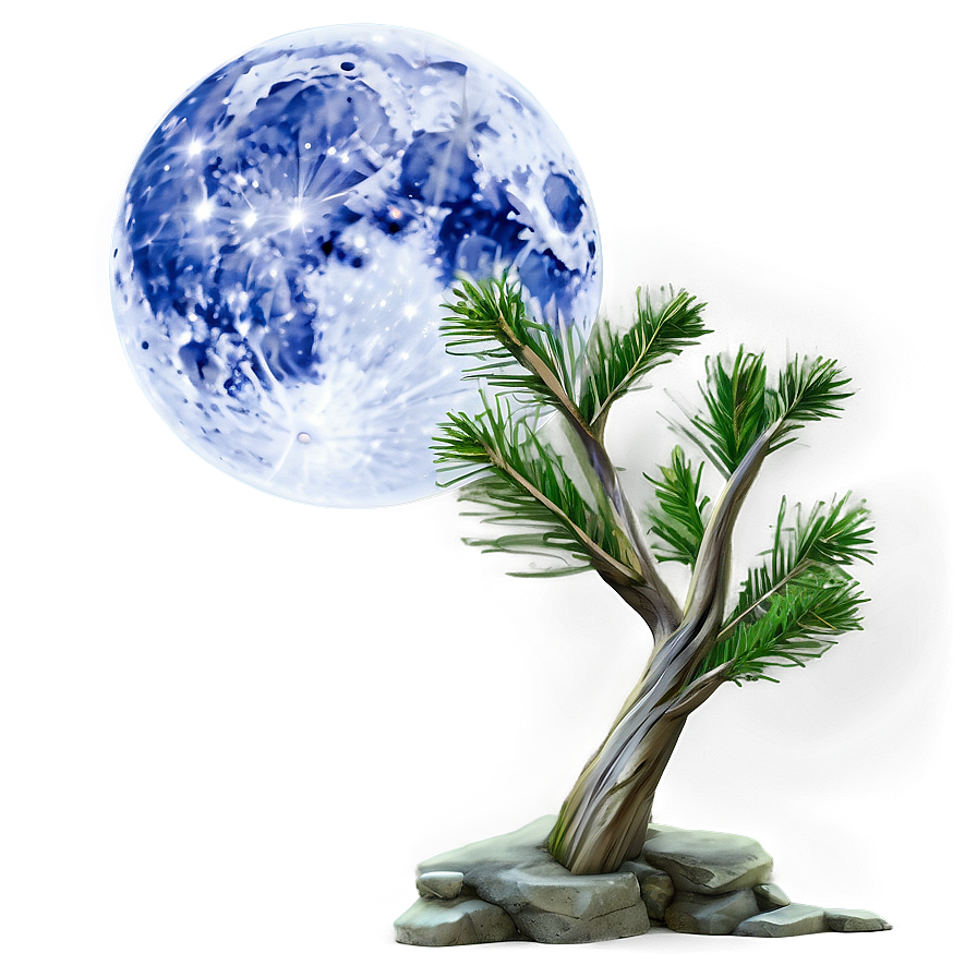 Pine Tree Moonlight Scene Png Lbc PNG Image