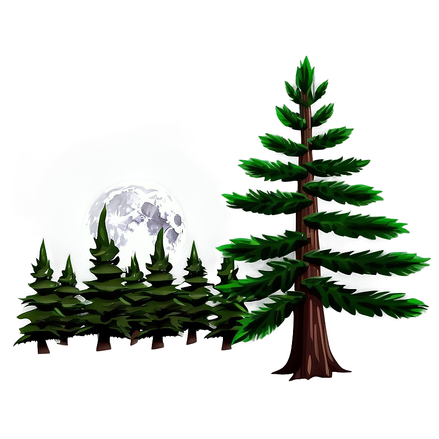 Pine Trees And Moon Png Yoe PNG Image