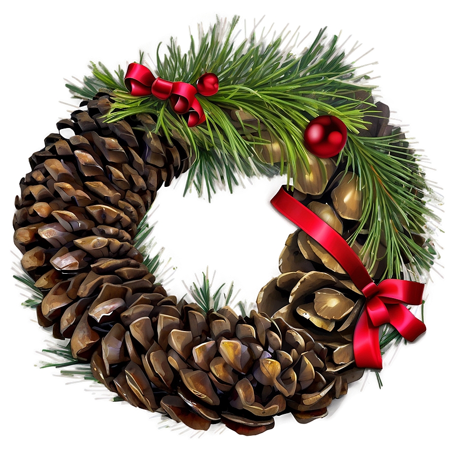 Pinecone Christmas Wreath Png Mop19 PNG Image