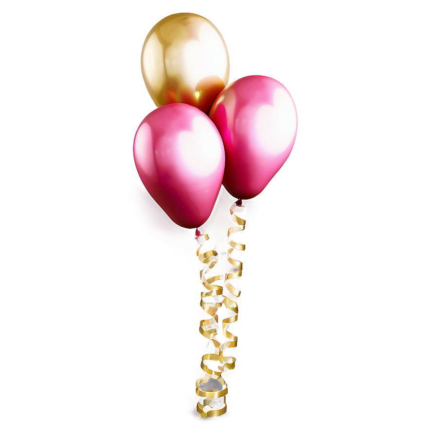 Pink And Gold Balloons Elegance Png 06122024 PNG Image