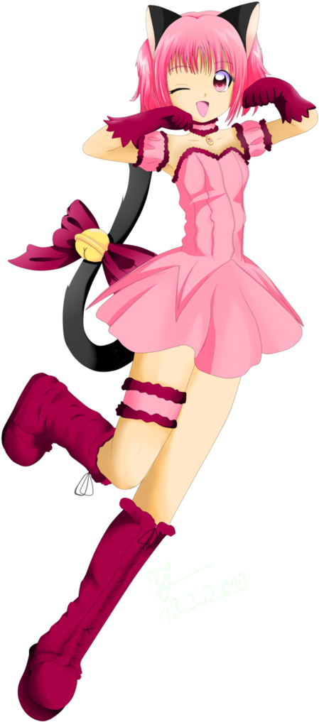 Pink Anime Cat Girl Dancing PNG Image