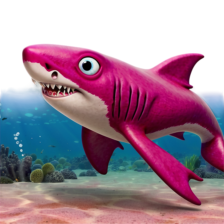 Pink Baby Shark With Ocean Background Png Dai8 PNG Image