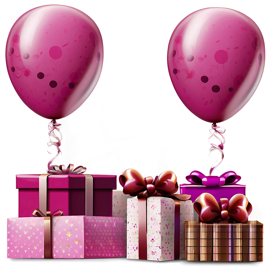 Pink Balloons And Gifts Png 82 PNG Image