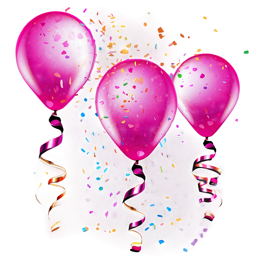 Pink Balloons Confetti Splash Png 06122024 PNG Image