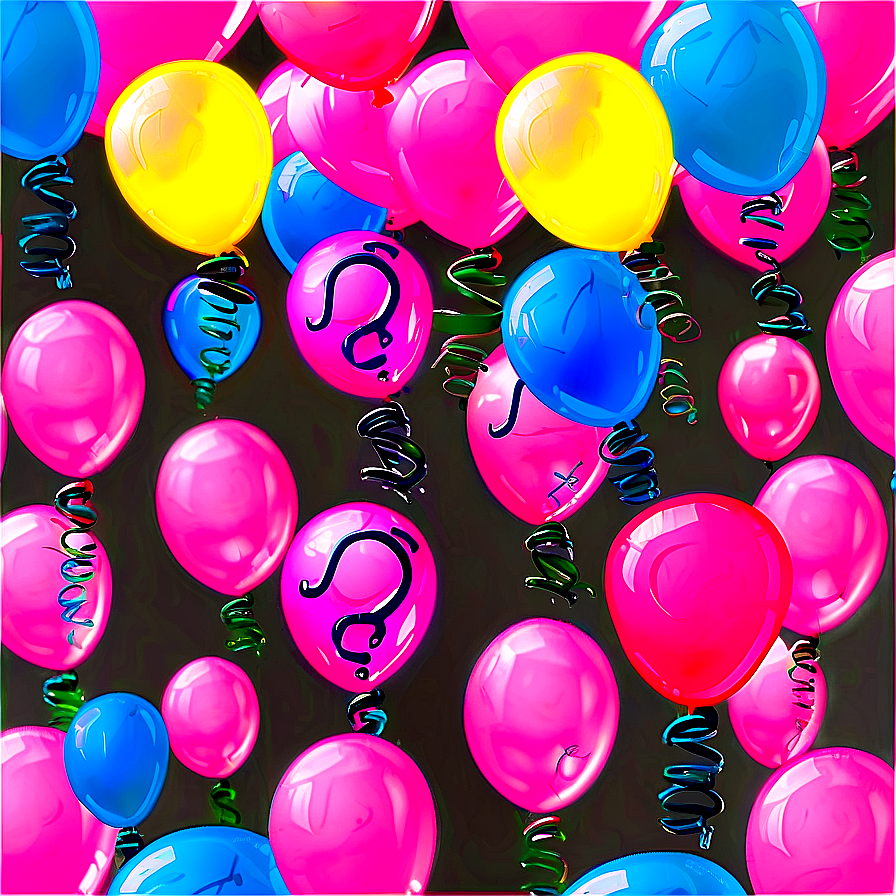 Pink Balloons With Messages Png 50 PNG Image