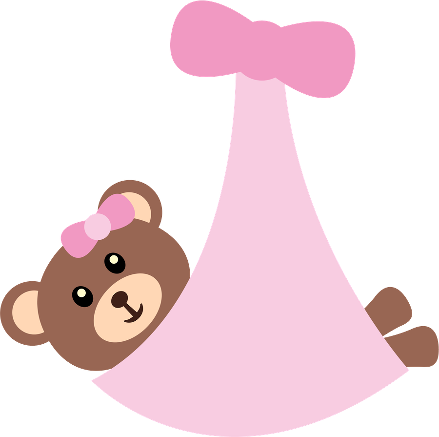 Pink Bear Baby Announcement PNG Image