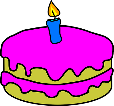 Pink Birthday Cake Cartoon PNG Image