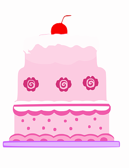 Pink Birthday Cake Illustration PNG Image