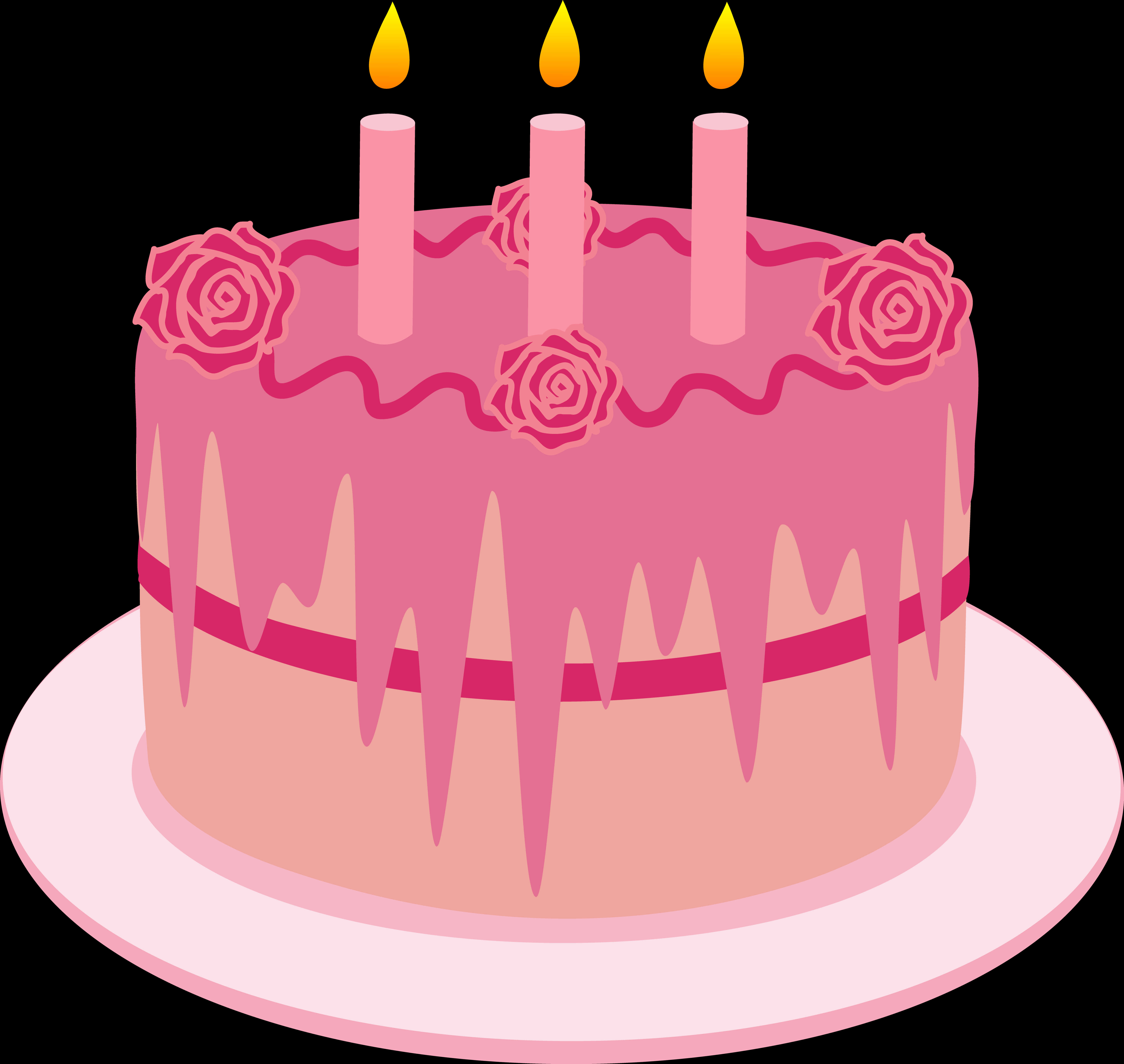 Pink Birthday Cake Illustration PNG Image