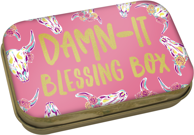 Pink Blessing Boxwith Floral Skull Design PNG Image