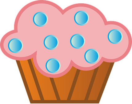 Pink Blue Dotted Cupcake Clipart PNG Image