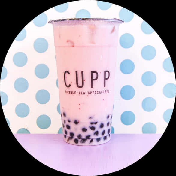 Pink Bubble Teawith Tapioca Pearls PNG Image