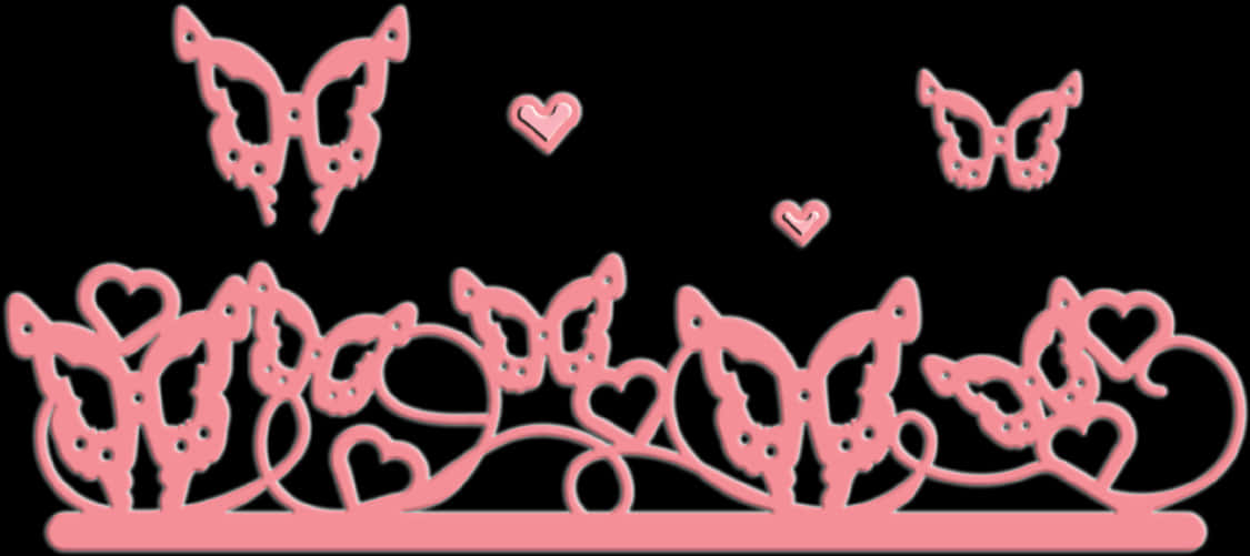 Pink Butterfly Hearts Design PNG Image