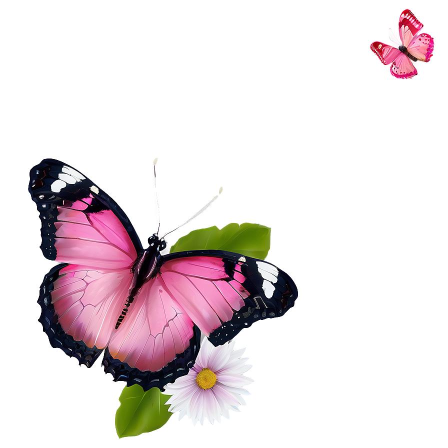 Pink Butterfly On Flower Png Ppg PNG Image