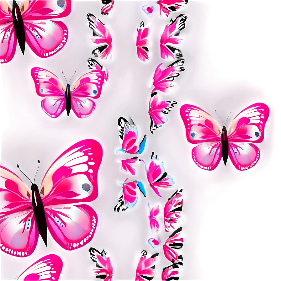 Pink Butterfly Pattern Background Png Vrm42 PNG Image