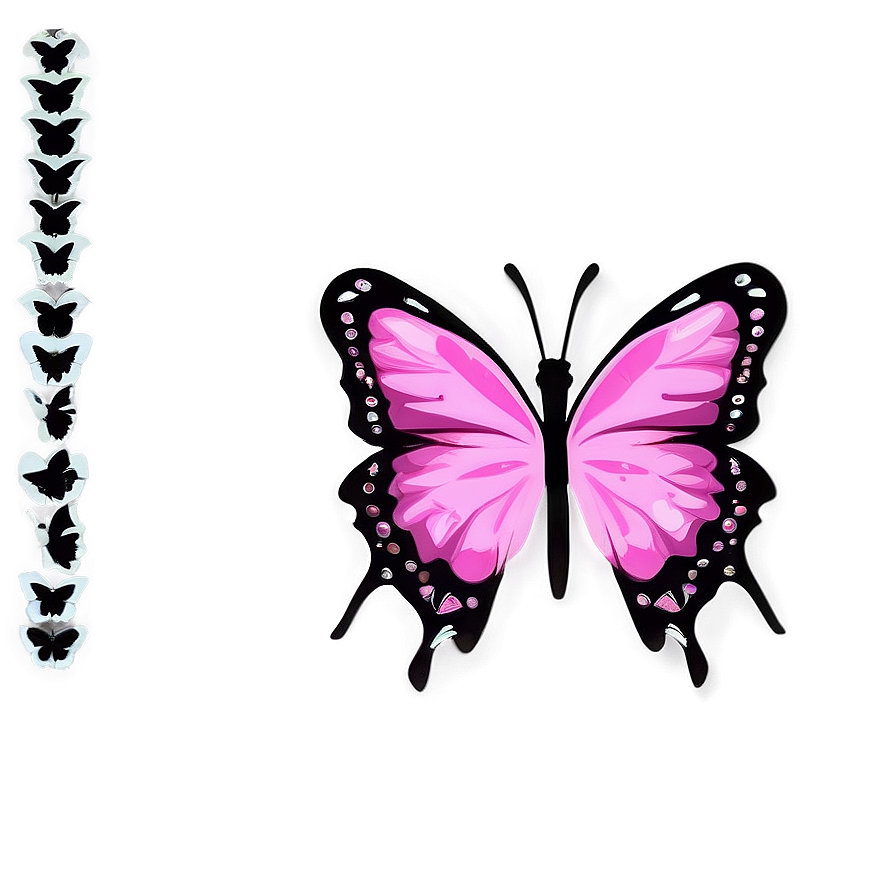 Pink Butterfly With Black Outline Png 05232024 PNG Image