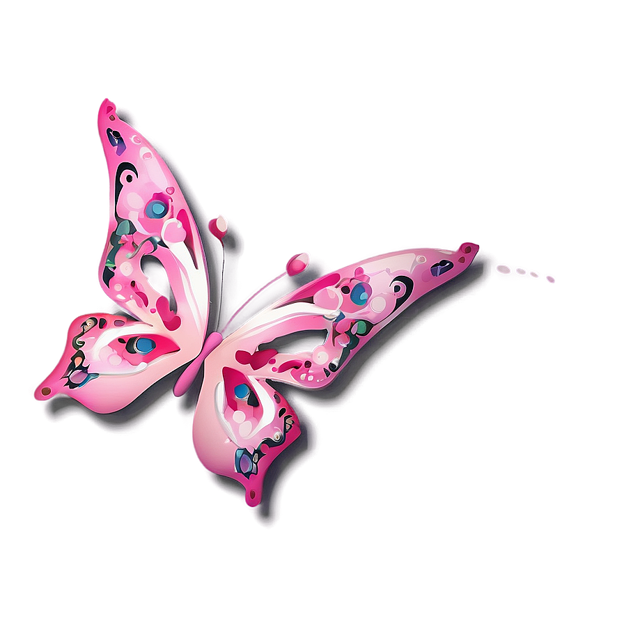 Pink Butterfly With Floral Elements Png 05232024 PNG Image