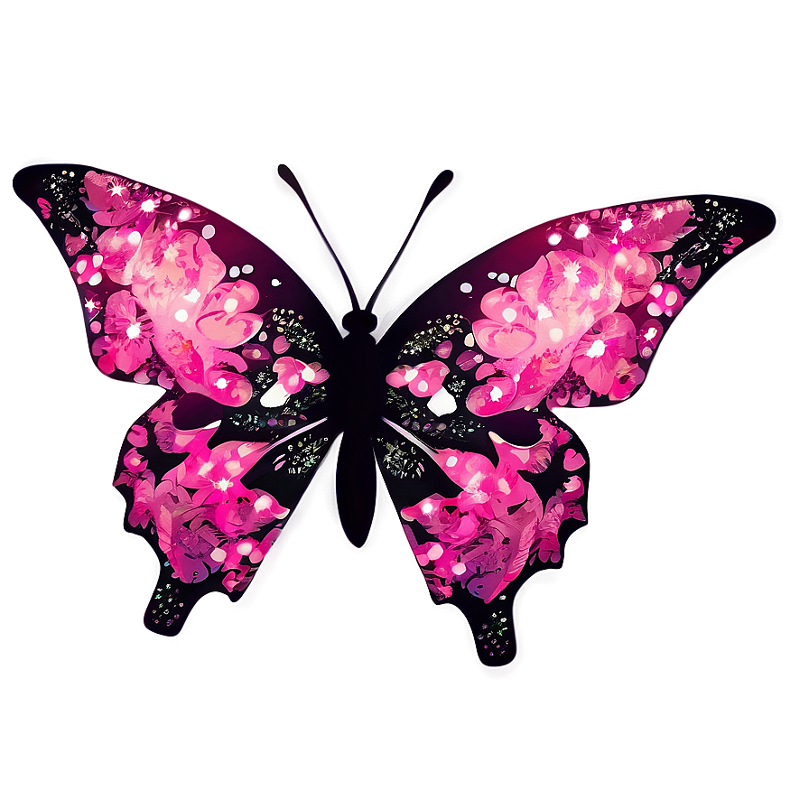 Pink Butterfly With Glitter Png Cty37 PNG Image