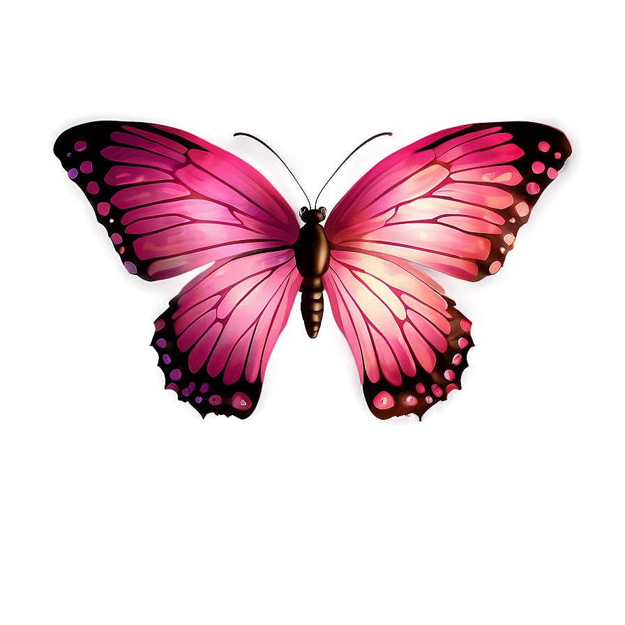 Pink Butterfly With Transparent Wings Png Sml68 PNG Image