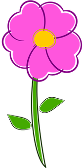 Pink Cartoon Flower PNG Image