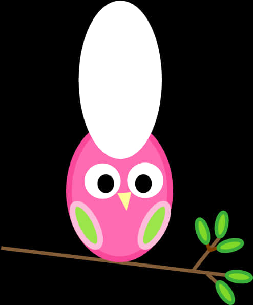 Pink Cartoon Owlon Branch PNG Image