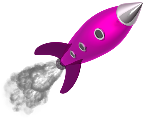 Pink Cartoon Rocket In Flight PNG Image